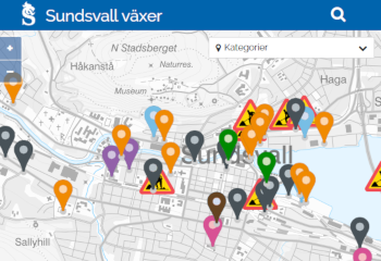Kartutsnitt från Sundsvalls växer kartan
